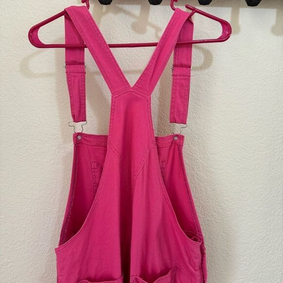 Women’s Large Pink Overalls with Frayed Hems and Wide Legs - Picture 5 of 8